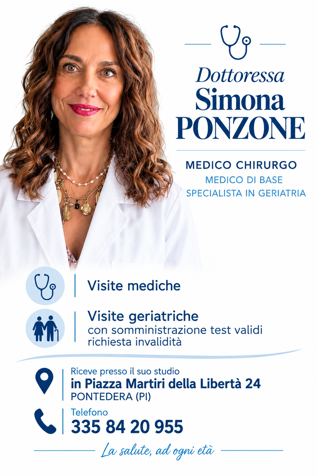 Dottoressa Simona PONZONE, medico chirurgo e specialista in Geriatria